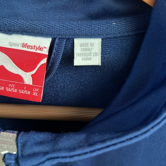 Puma Work-out Jacket Sz XL Navy Blue w/Green and White - Picture 3 of 13